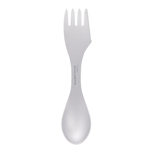 Boundless Voyage Titanium Spork Camping Spoon Fork Knife Combo with Bag Reusable Travel Utensils Ultralight Portabale Flatware for Outdoor Backpacking Hiking Picnic