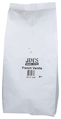Jim's Organic Coffee French Vanilla Beans, USDA Organic, 5 LB (Pack of 1)