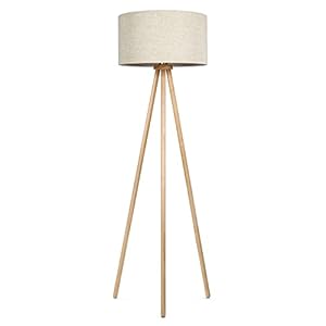 Tomons Staande lamp, vloerlamp driepoot van hout voor de woonkamer, slaapkamer, scandinavische stijl [energieklasse A++]