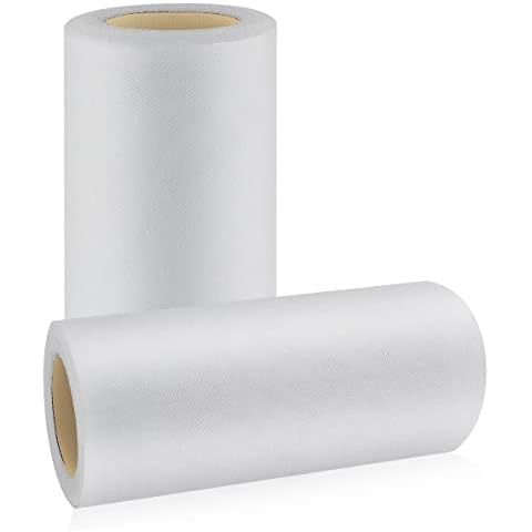 White Tulle Rolls (2 Rolls) 6 Inch by 25 Yards Tulle Fabric Spool Ribbon Netting Fabric Spool Gauze Mesh Ribbon DIY Crafting Favor Supplies for Tutu Skirts Sewing Birthday Wedding Party Decoration Cover
