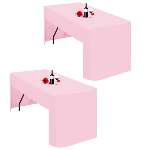Lumaycens Lot de 2 nappes roses à dos ouvert pour table pliante de 1,8 m en tissu polyester lavable pour salon, fête, mariage, événements