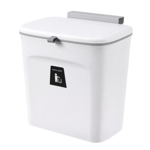 Caneca de basura colgante blanca con tapa pequeña para cocina