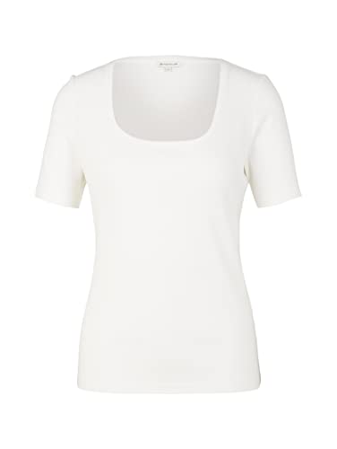 TOM TAILOR Damen 1035461 Basic T-Shirt, 10315 - Whisper White, L