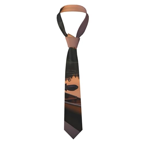 MUFLVDX Corbata clásica para hombre, diseño de canoa y río Allagash, para ocasiones formales e informales, Negro -, talla única