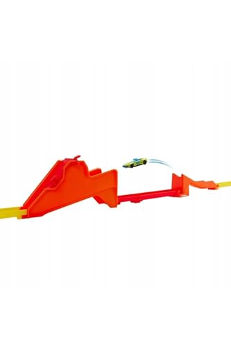 Image of Hot Wheels Toy Car Track Set, Hot Ones Gravity Drop Playset & 1:64 Scale Die-Cast Vehicle, Essential Components for a Race Build with Easy Storage