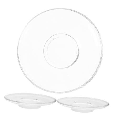 FONDOTIN 3個 小型ガラス茶?点 軽量耐久透明ティーカップソーサー 多用途コースター ホーム バー レストラン用茶托おしゃれ茶盤 再利用可能