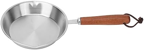 Miniatura 4 de Mini sartén de acero inoxidable, antiadherente con mango de madera maciza para cocina de inducción, sartén portátil para restaurante doméstico (6.3