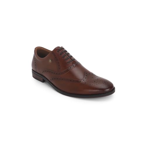 Image of Louis Philippe Men Premium Leather Breathable Lining Material Anti Slip with Heel TPR Sole Formal Oxford Shoes
