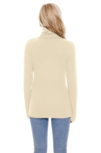 Image of TAIPOVE Cotton Fleece Lined Turtleneck Top for Women Long Sleeve Mock Turtle Neck Lightweight Sweater Thermal Underwear Shirt