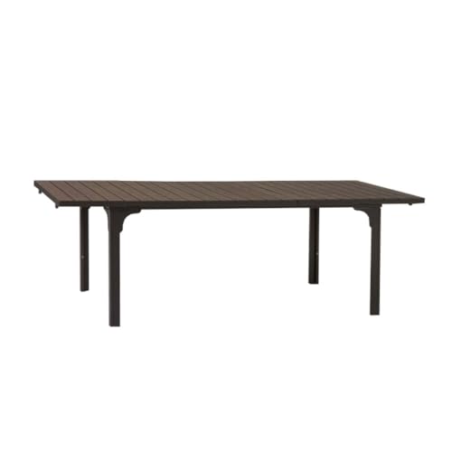 Totò Piccinni Tavolo rettangolare CILE allungabile 180/240x90x76h struttura in metallo piano in polietilene effetto legno per giardino ideale per 6 o 10 persone (Marrone)