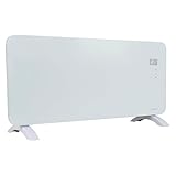 Masterplug SmartEnergy Monitoring Glass Panel Heater with Two Power Modes, Adjustable Thermostat, LED Display and Power Indicator, Auraline, White, 2000W, FANGP200WUK