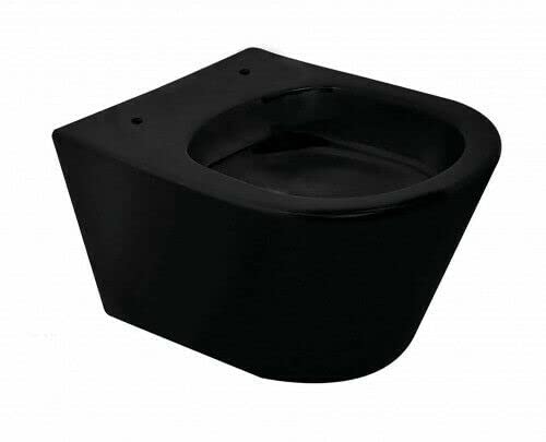 Vesta - Inodoro de pared sin borde (52 cm, sin tapa), color negro mate
