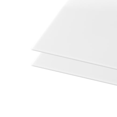 Image of KAITELA White Acrylic Sheet 12 inch x 16 inch x 1 /8 inch Thick (3mm) Cast Plexiglass Panel Plastic Board for Craft Project, Laser Cutting, Engraving, Sign, Pack of 2