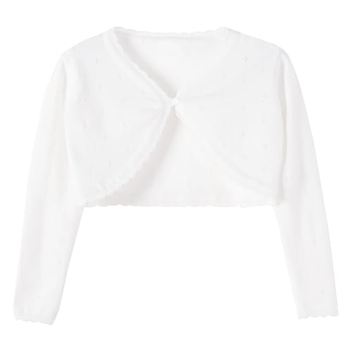 Girls Cardigan, Girls Bolero Shrug Sweater, Kids Knit Hollow Out Long Sleeve, Button Cover Up Cropped Tops