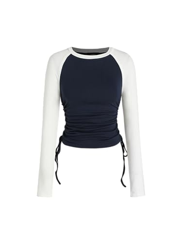 CIDER Color Block Sweaters Slim Fit Dressy Tops for Women Active Long Sleeve Tops Daily Casual