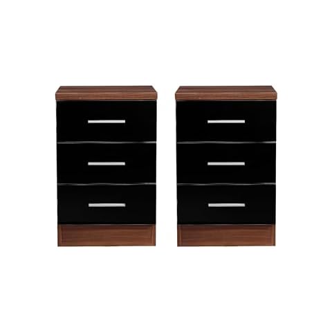 Reflect 2 Piece Bedroom Furniture Set in Black Gloss/Walnut Cover