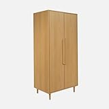 sweeek - Kleiderschrank im Holzlook mit 2 Türen, Regalböden und Kleiderstange - B 80 x T 55 x H 180 cm - Juliana