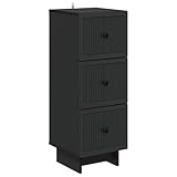 mtlskopl Cassettiera nera, 33 x 34,5 x 90 cm, cassettiera vintage in legno con 3 cassetti, armadietto sottile per soggiorno, corridoio e ufficio, design moderno