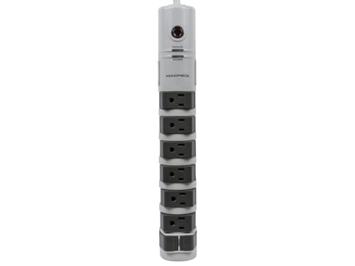Protector eléctrico Monoprice 8 tomas rotativo con protección de sobretensión de 2160 joules color gris miniatura 2