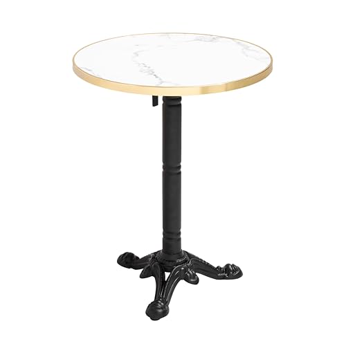 Oviala Mesa alta redonda 60 cm reclinable mármol blanco/dorado y pie negro