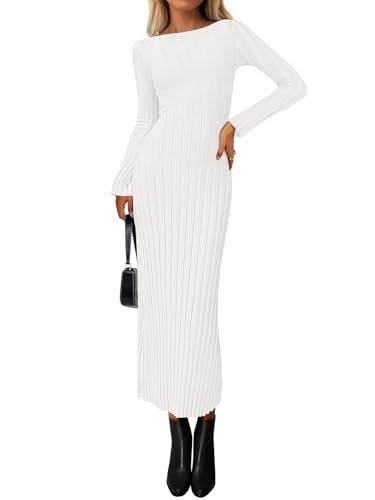 PRETTYGARDEN Womens Sweater Dress Fall 2025 Casual Boat Neck Long