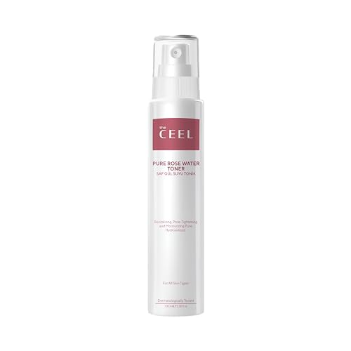 The Ceel Tóner de agua de rosas, 100 % orgánico, puro y natural, revitalizante, reafirmante de poros para cara, contorno de ojos y cuerpo, agua rosa, spray de 100 ml
