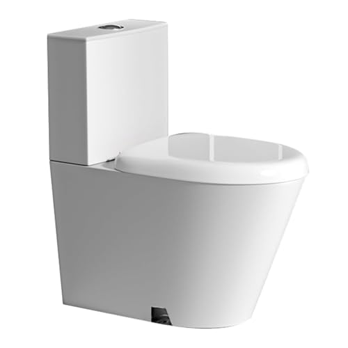 Inodoro de doble descarga de alta eficiencia con asiento de cierre suave para una instalación de baño que ahorra agua