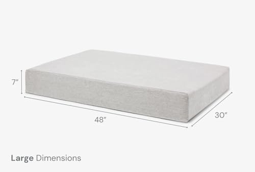 Image of Barker Beds Large Orthopedic Dog Bed - 7 inch Memory Foam Mattress - 50-70 lbs - Joint Pain & Arthritis Support - Washable Cover - 48 inchx30 inchx7 inch - Stormcloud Linen