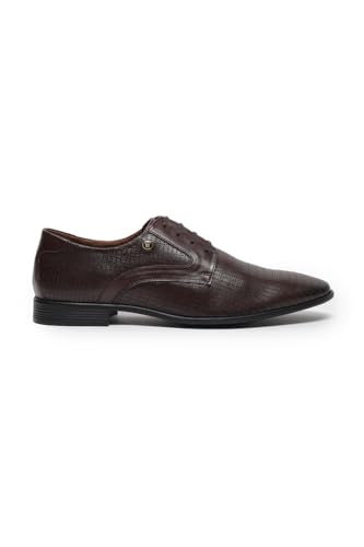 Image of Louis Philippe Men Premium Leather Breathable Lining Material Anti Slip with Heel TPR Sole Formal Derby Shoes