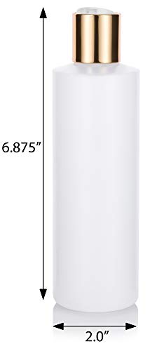 JUVITUS 8 oz Clear Natural Refillable Plastic Squeeze Bottle with Gold Metal Disc Cap (12 Pack)2