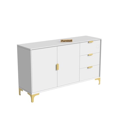 Image of Wooden Sideboard Cabinet for Living Room with 2 Doors & 3 Drawers Storage for Dining, Drawing and Home Office | HDMR Premium Wood & Iron, Charcoal (55.1 x 15.74 x 31.5 Inches)