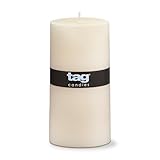 Tag 100065 3-Inch by 6-Inch Unscented Long Burning Pillar Candle, Ivory