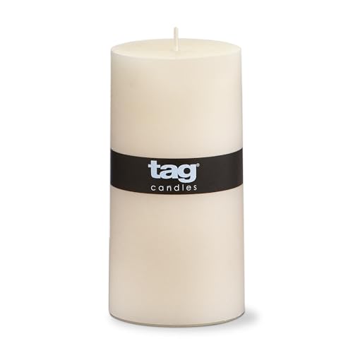 TAG Chapel 3X6 Ivory Pillar Paraffin Wax Candle Unscented Drip-Free Long Burning 85 Hours for Home Decor Wedding Parties 3x6 Ivory