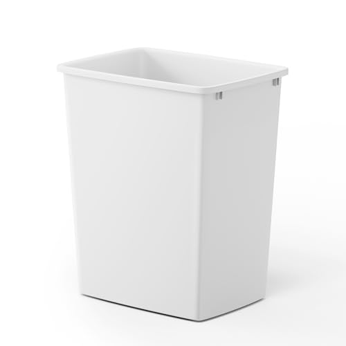 Image of ROOMTEC 35QT Kitchen Trash Can,Sturdy and Lightweight Slim Trash Can,1-Pack | 35QT Plastic Trash Can, Trash Cans for Kitchen, Workspace, Bathroom, Office, Easy to Clean ,Wide-open Top Design, White