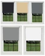Blackout Roller Blinds Plain Fabric 100% Thermal UV-resistance Colour coded brackets included Trimmable (White, 60cm x 165cm)