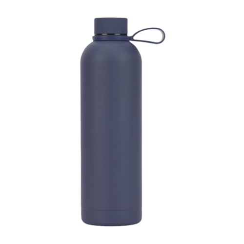 軽量ポータブル魔法瓶カップ 直飲みデザイン 保温保冷可能 500ml 750ml 1リットル ステンレスボトル アウトドア 学校 ジム用 携帯便利 漏れ防止 繰り返し使用可能 おしゃれ 子供 誕生日ギフ (500ml:手提げスタイル,ダークグレー)