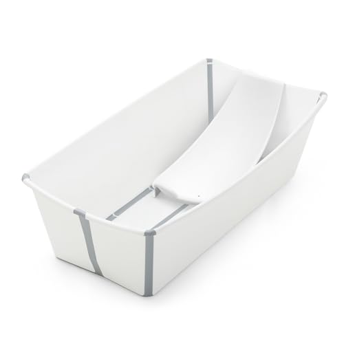 Stokke Flexi Bath XL (Blanca) con Soporte para recién nacido - Ideal para edades 0-6 - Duradera y fácil de guardar
