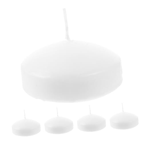 PRETYZOOM 5pcs Unscented Pool Floating Candles Romantic Paraffin Wax Cylindrical Candles for Parties Weddings Outdoor Events and Home