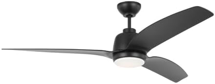 Monte Carlo Avila Coastal- 3 Blade Ceiling Fan with Light Kit-15.4 Inches Tall and 60 Inches Wide-Midnight Black Finish-Midnight Bla