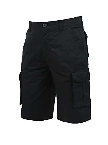 COEVALS CLUB Men's Outdoor Work Relaxed Fit Multi-Pocket Cotton Solid Camouflage Cargo Shorts (32, Black, 5)