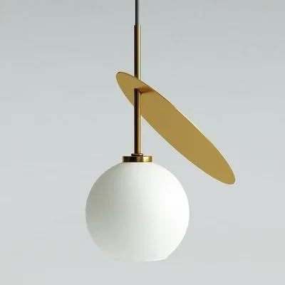 Suspension verre cerise or blanc à lumière neutre 1 lampe