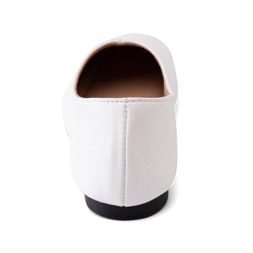 Alyaafifa Ballet Flats for Women Cute Closed Square Toe Comfortable Leather Slip On Dress Shoes Office Lady Working Casual Walking Daily4