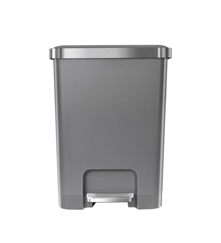 Image of Obsessions EKO 15L Plastic Step Bin with Pedal, Waste Storage Trash Can Ideal for Home, Kitchen and Office, Grey