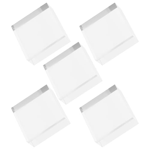 Balacoo Expositor de Joyas Acrílico Transparente 5 Piezas Base Cuadrada 5X5X2Cm para Anillos y Llaveros Organizador para Hogar Oficina y Eventos
