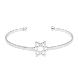 ibasenice Pulsera Rígida Abierta de Plata para Mujer Diseño Estrella Único Joyería de Mano Creativa y Duradera Accesorio Elegante para Cumpleaños y Celebraciones