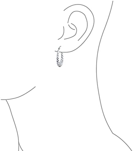 Boho Tribal Lightweight Hollow Puff Ribbed Scalloped Twist Rope Cable Style Oval Tube Hoop Earrings For Women For Teen 925 Sterling Silver Medium Size Hoops