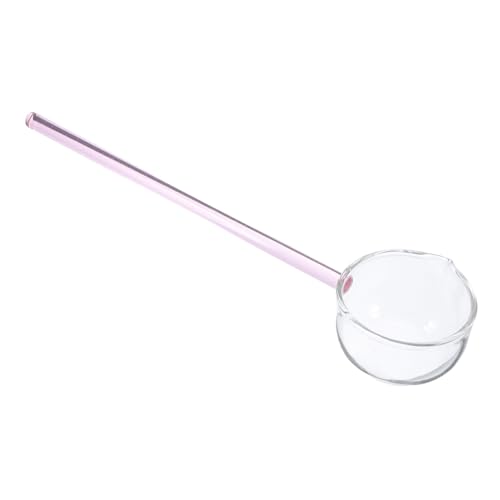 Cabilock Long Handle Glass Spoon with Angled Mouth Versatile Dessert and Sauce Ladle for Home Baking Cooking and Dining Creative Design for Smooth Pouring and Easy Serving