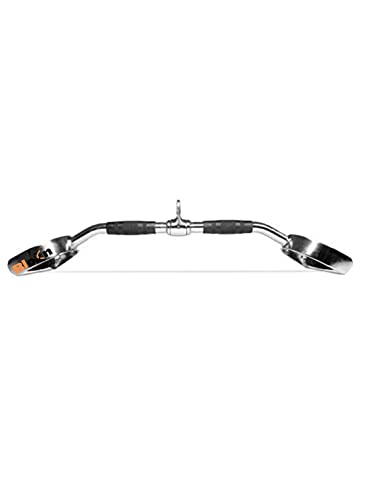 Image of Gym Machine Straight LAT Bar, with Double D Handle, High Pulley, with Rubber Grip & Safety Lock, Ideal for Triceps, shoulders, & Back Exercise (26 inch)