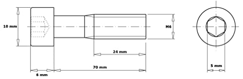 HEXATON Hex Socket Cap Metric Screws Allen - M6 x 70 mm - 100 Pieces - Galvanized Steel - Partially Threaded - DIN 912 ISO 4762 - Image 2