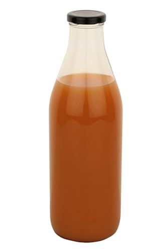 Image of Pure Source India Reusable Leak-Proof 1Litre Glass Bottle with Gold Metal Lid for Beverage & Milk Storage Container (Set of 4)